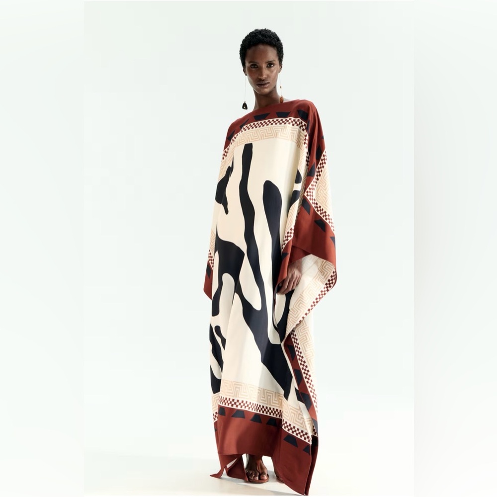 H&M Limited Edition Printed Kaftan Dress (Rust red/Patterned) Sz XXL NWT - Picture 3 of 13